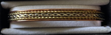 Copper Magnetic  vzor pletený so strieborným pásikom